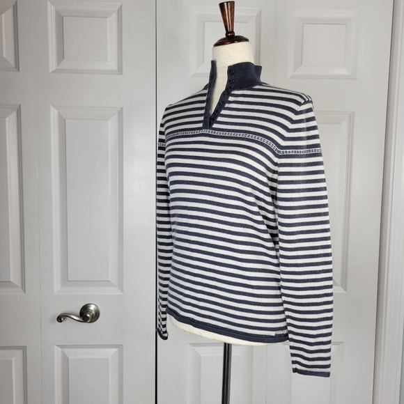 Toad & Co Horny Toad Fine Merino Wool Striped Sweater SZ M - Picture 3 of 16